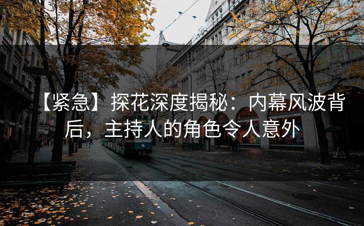 【紧急】探花深度揭秘：内幕风波背后，主持人的角色令人意外