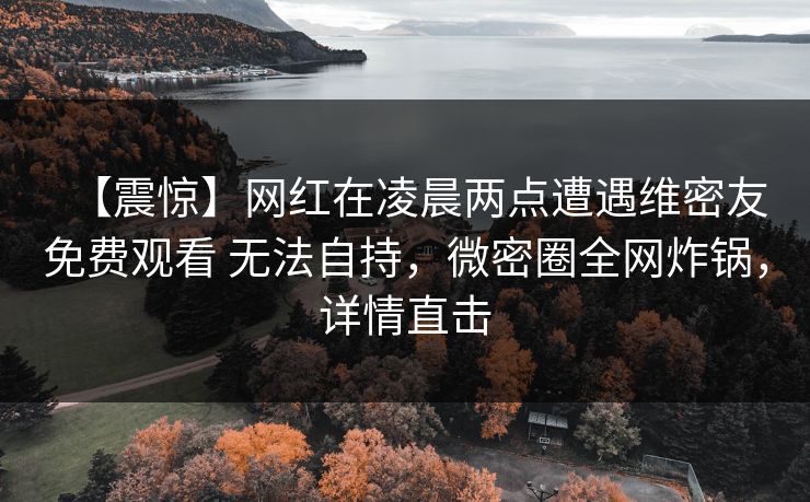 【震惊】网红在凌晨两点遭遇维密友免费观看 无法自持，微密圈全网炸锅，详情直击