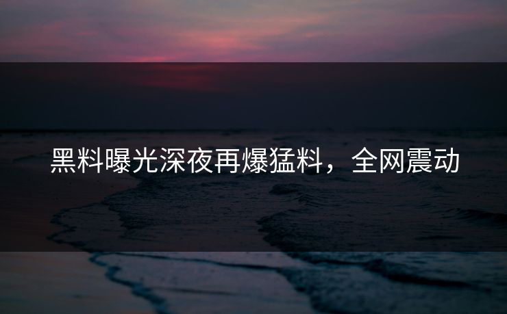 黑料曝光深夜再爆猛料，全网震动