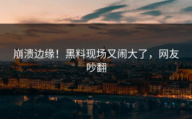 崩溃边缘！黑料现场又闹大了，网友吵翻
