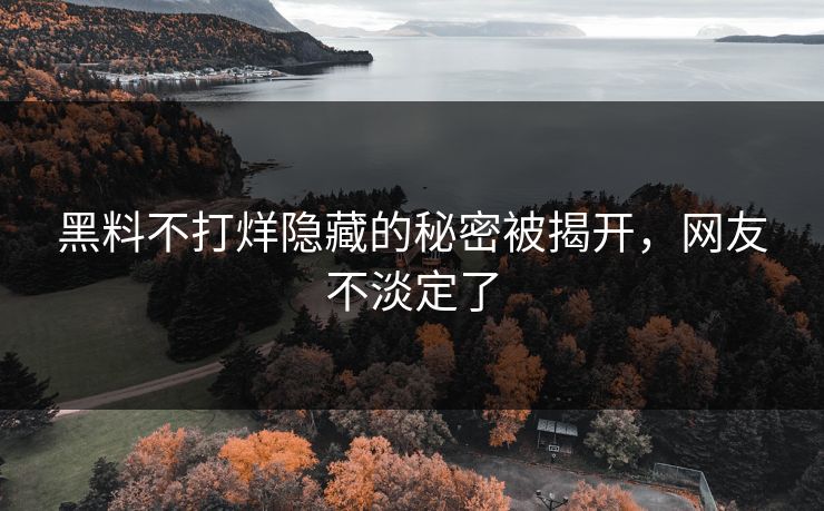 黑料不打烊隐藏的秘密被揭开，网友不淡定了
