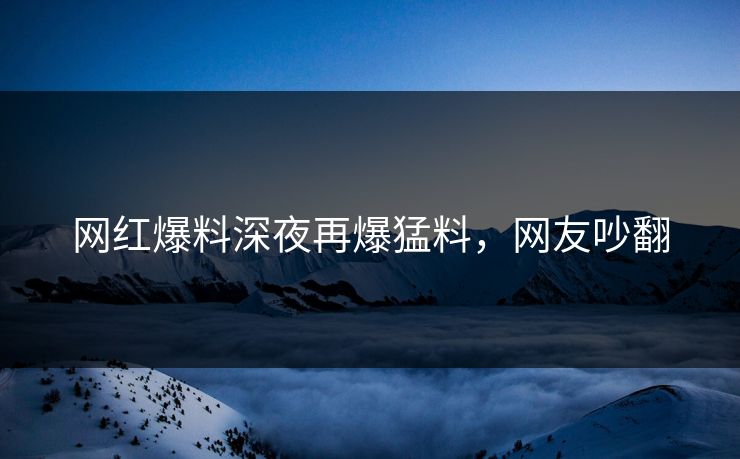 网红爆料深夜再爆猛料，网友吵翻