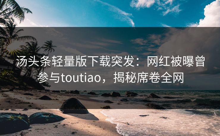 汤头条轻量版下载突发：网红被曝曾参与toutiao，揭秘席卷全网