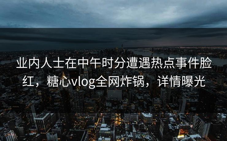 业内人士在中午时分遭遇热点事件脸红，糖心vlog全网炸锅，详情曝光