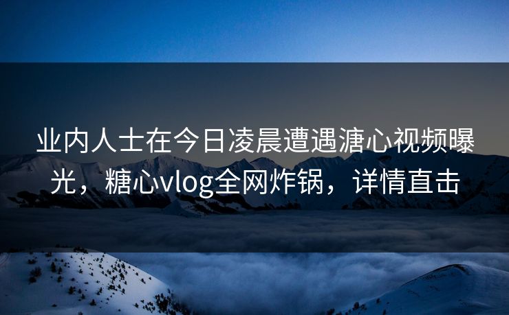 业内人士在今日凌晨遭遇溏心视频曝光，糖心vlog全网炸锅，详情直击