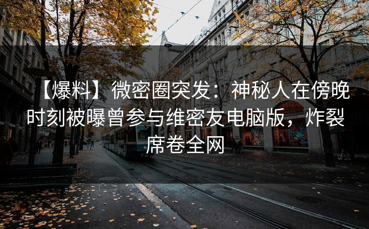 【爆料】微密圈突发：神秘人在傍晚时刻被曝曾参与维密友电脑版，炸裂席卷全网