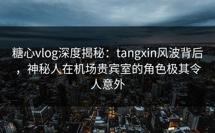 糖心vlog深度揭秘：tangxin风波背后，神秘人在机场贵宾室的角色极其令人意外